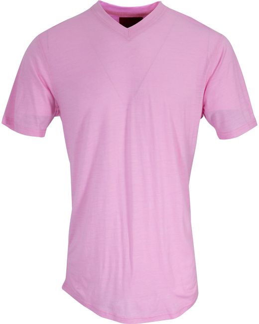 Lords of Harlech Pink Victor V-neck Merino Shirt for men