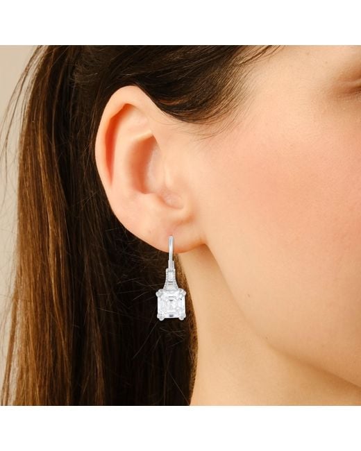 Kylie Harper White Vintage Asscher Cut Diamond Cz Leverback Earrings