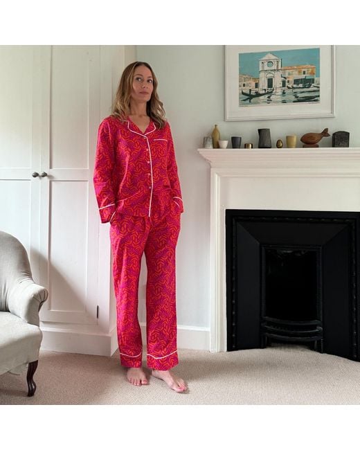 Lime Tree Design Red Summer Meadow & Cotton Pyjamas