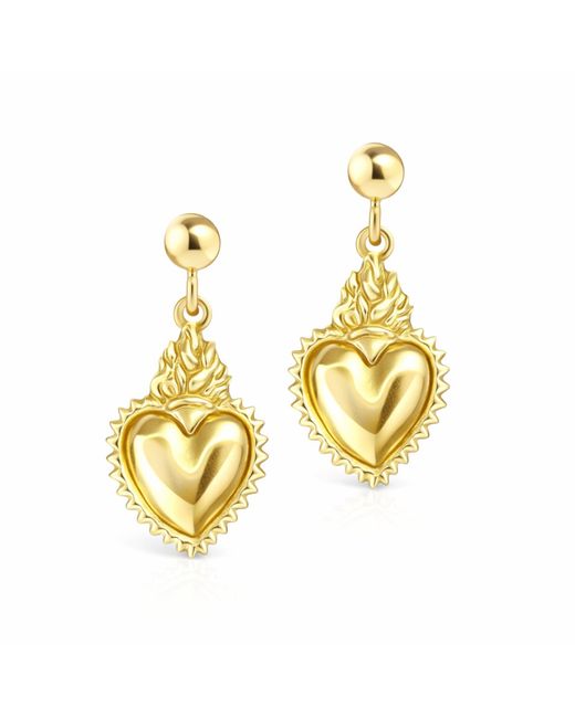 Unaloe Metallic Earrings With-Plated Heart Pendant– Sacred Heart Style, Handmade Jewelry, Elegant Earrings For