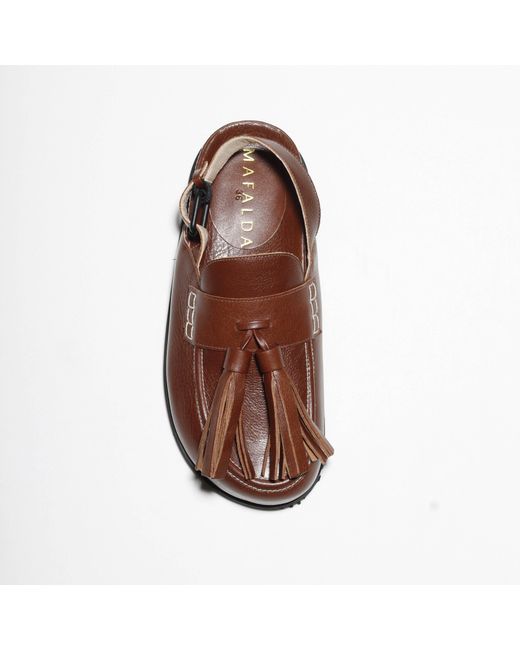 Mafalda Brown Zoe Slingback Tassel Clogs