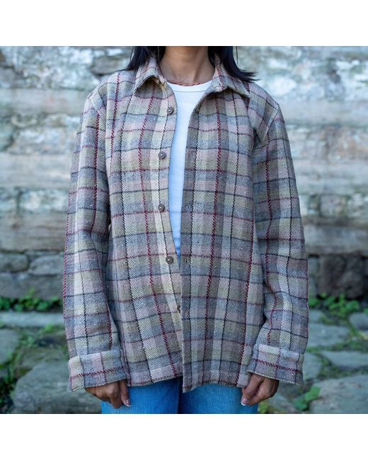 Charkha & Loom Brown Neutrals Sirius Plaid Shirt Shacket Checks for men
