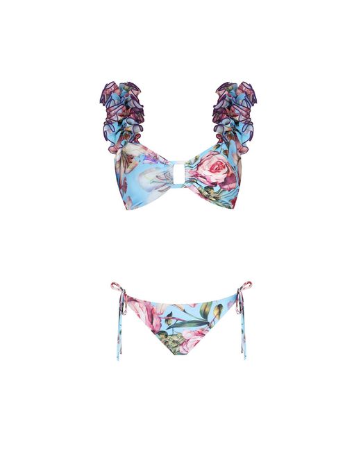 Nur Karaata Blue Lily Blu Short Waist Bikini Set
