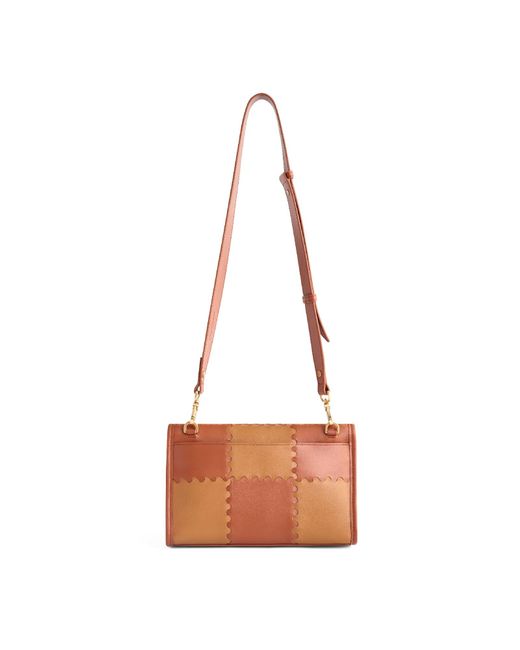 Orange Cube White Square Stitch Messenger Bag