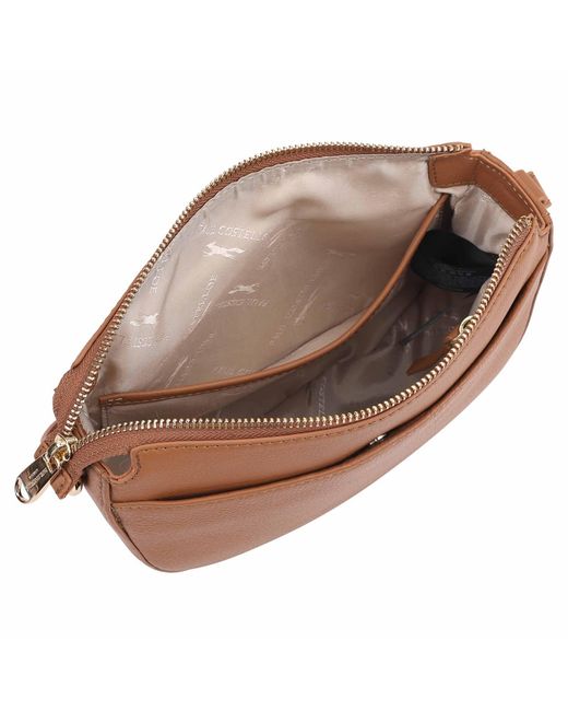 Paul Costelloe Brown Hazara Leather Crossbody Bag