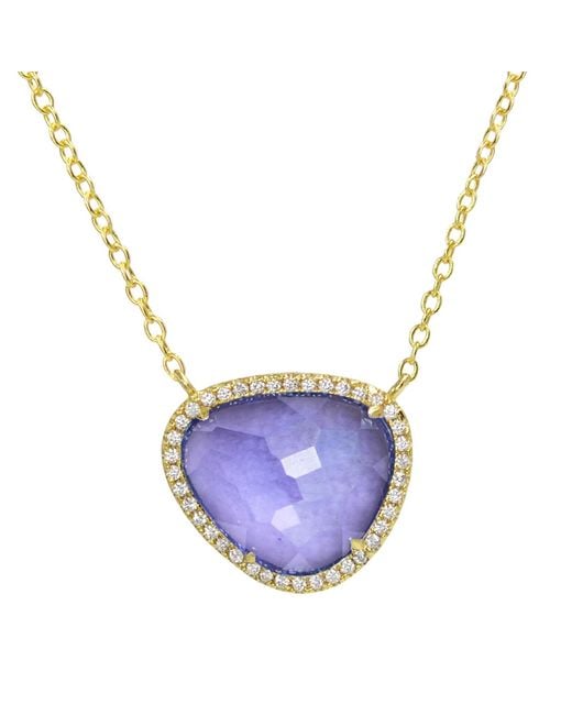 KAMARIA Blue Marina Lab Created Gemstone Necklace With Crystals