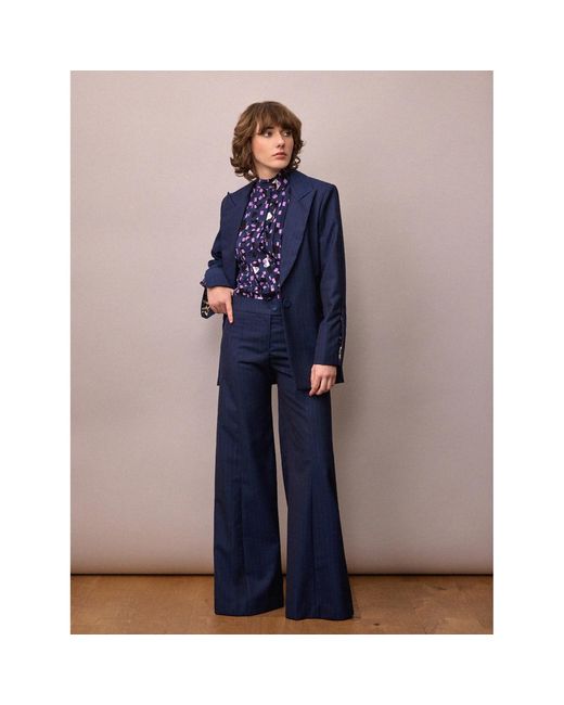 Amanda Thompson Couture Blue Toni Suit Jacket & Pinstripe Italian Wool