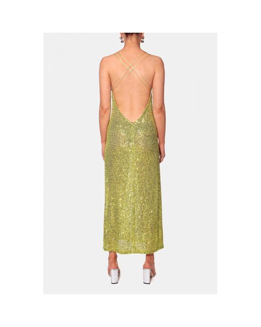 AGGI by HALEWSKI Green Eliza Lemon Sparkle Midi Sequin Sleeveless Dress
