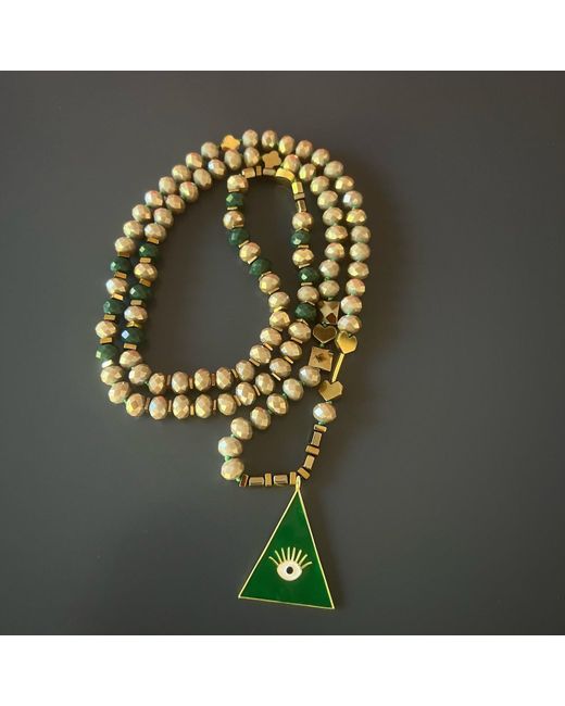 Ebru Jewelry Green Evil Eye Unique Necklace