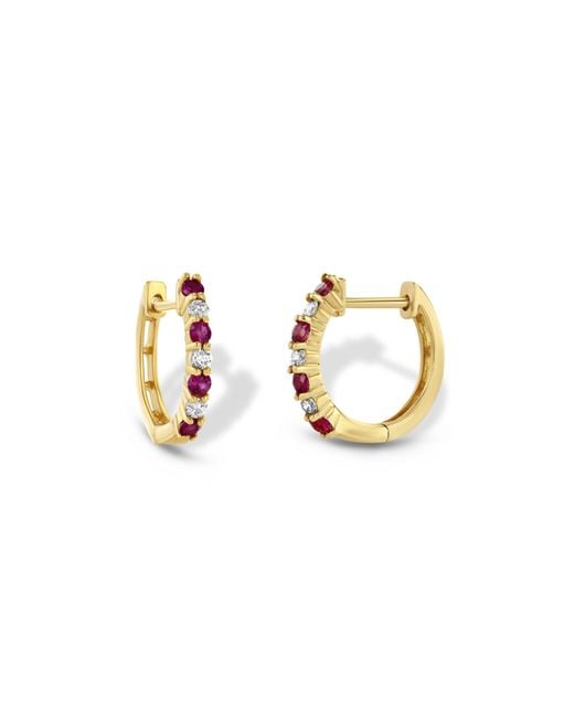 Jewelbird Metallic Ruby & Diamond Huggies