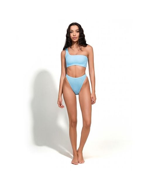 Maison Tangerine Blue Mykonos Crinkle Swimsuit Aqua Bikini