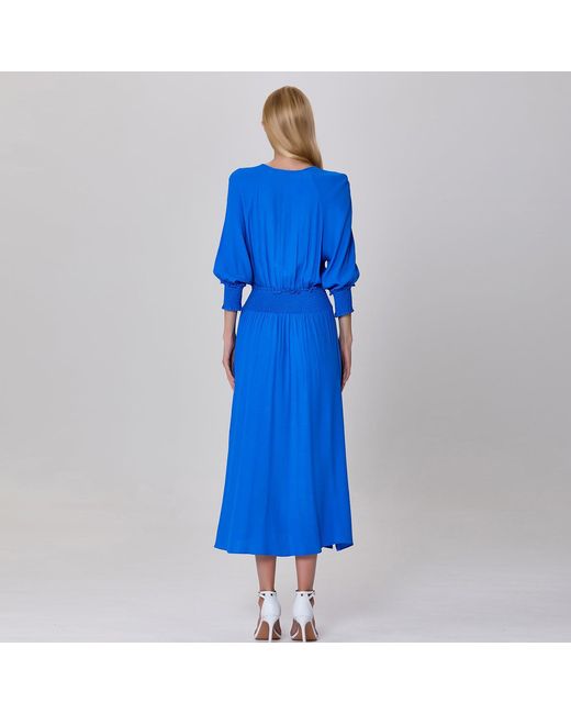 Smart and Joy Blue Smocks Fit-And-Flare V Cleavage Dress