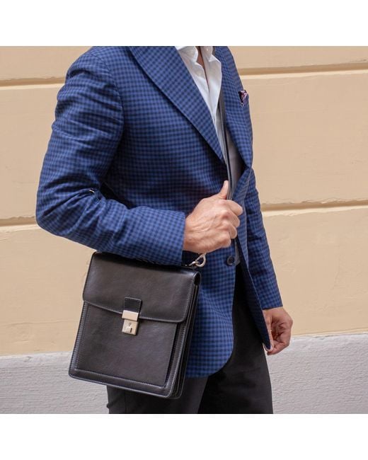 Time Resistance Black Small Leather Briefcase for men