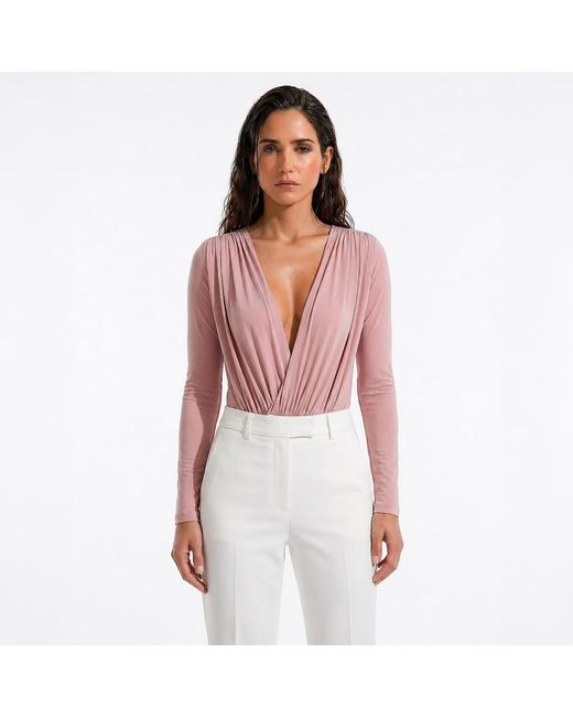 Maan Istanbul Pink Deep V-Neck Bodysuit