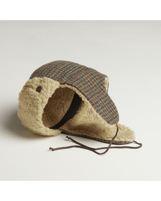 Dasmarca Hats Natural Mylo Italian Tweed Wool Trapper Hat With Earflaps Heather for men