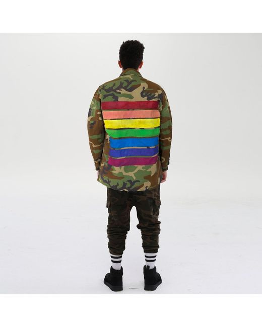 Quillattire Green Camouflage Pride Stripes Military Jacket for men