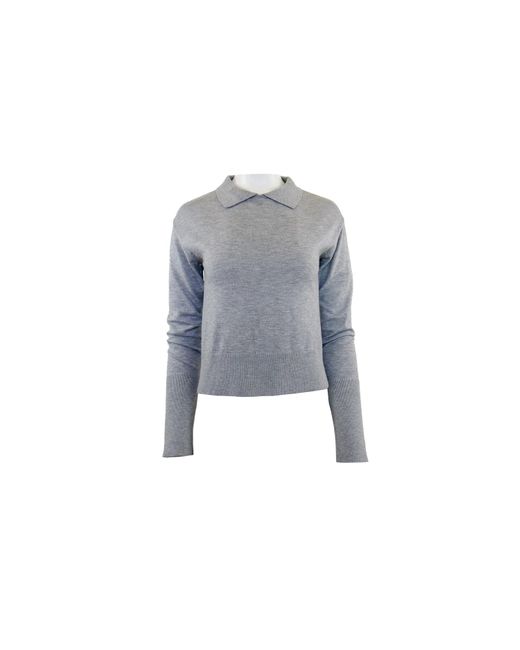 Theo the Label Blue Pallas Collared Sweater Col