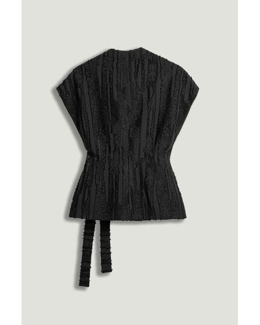 Nocturne Black Textured Belted Vest