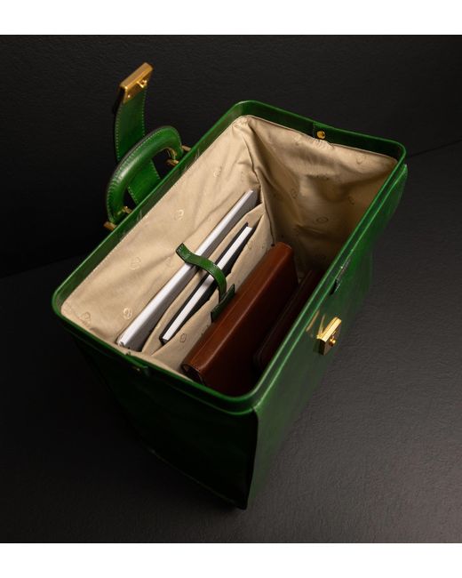 Time Resistance Green Large Leather Doctor Bag
