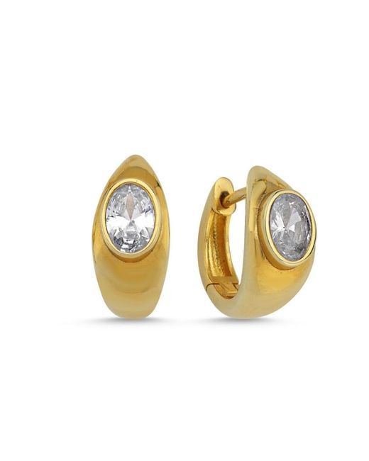 LINYA JEWELLERY Metallic Lina Drop Stone Huggie Earrings