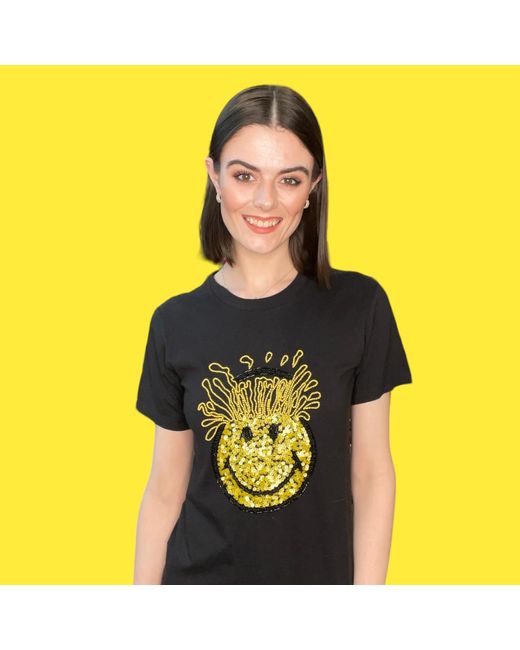 Any Old Iron Black Mind Blown Smiley T-Shirt