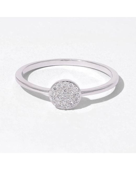 Diamonbliss Metallic Round Shapre Pave Dainty Band Ring, Platinum