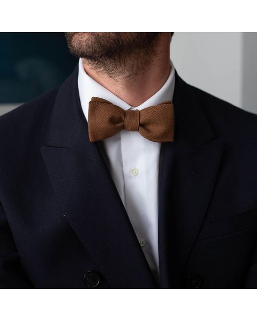 LE COLONEL Brown Neutrals Tiramisu Italian Wool Bow Tie for men