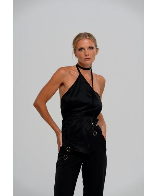 The Ethos Studio Black Thalassa Wrap-Top