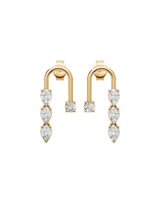 Aya Fine Jewelry Metallic Round & Pear Minimalist Open Hoop Lab Diamond Earrings