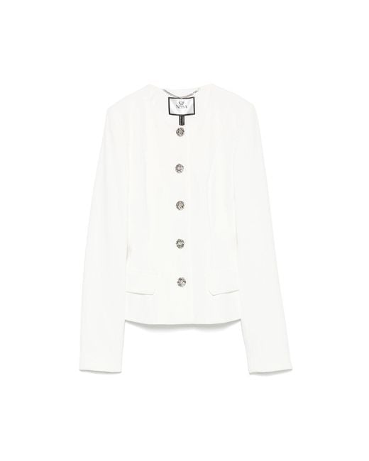 Nissa White Fitted Suit Jacket