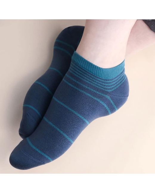 Peper Harow - Made in England Blue Peace Light & Retro Trainer Socks Bundle for men