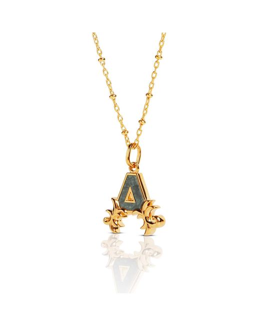 Kasun Metallic Plated A Initial Necklace With Marble