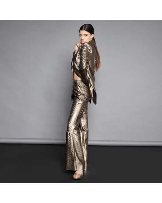 Silvia Serban Brown Neutrals Laser Cut Bronze Jacket