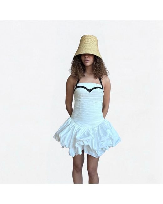 London Atelier Byproduct White Rushed Mini Dress With Corset Top & Application