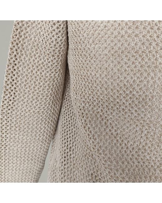 Haris Cotton Natural Neutrals Open-Knit Cardigan With Hood And Lurex Thread