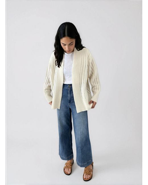 Loop Cashmere Blue Pointelle Cardigan