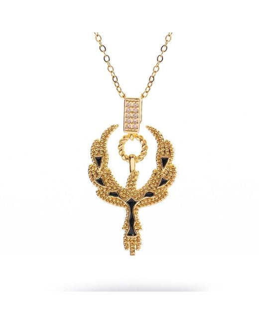 Ebru Jewelry Metallic Golden Phoenix Rising Guardian Necklace
