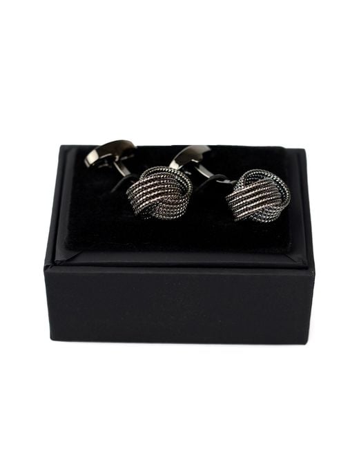 DAVID WEJ Black Neutrals Knotted Cufflinks for men