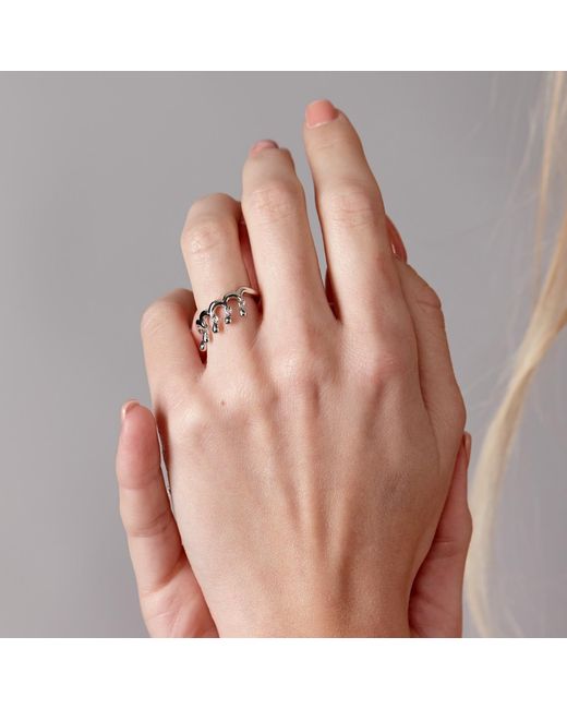 Lucy Quartermaine Metallic Solid Sterling Waterfall Five Drip Ring