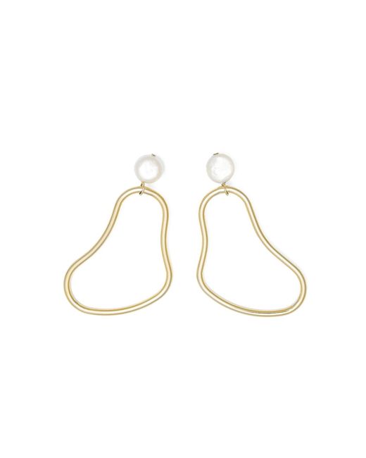 Shabella Nyc Metallic Pearl Hoop Earrings