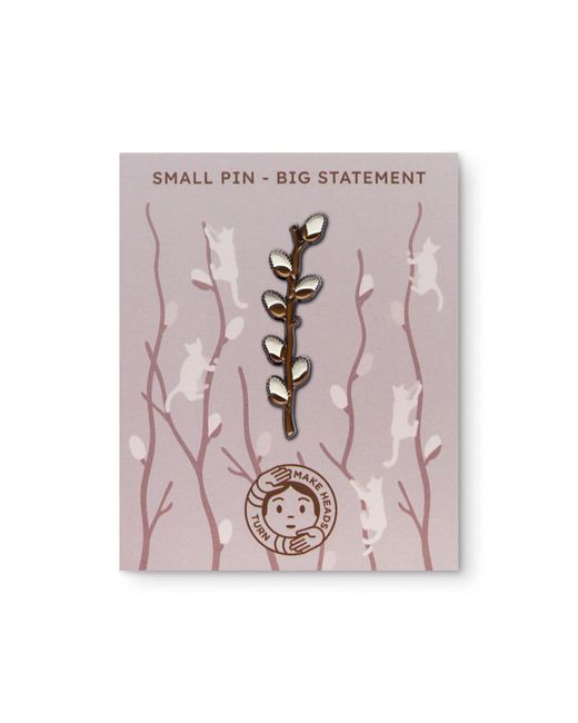 Make Heads Turn Metallic Neutrals Enamel Pin Pussy Willow