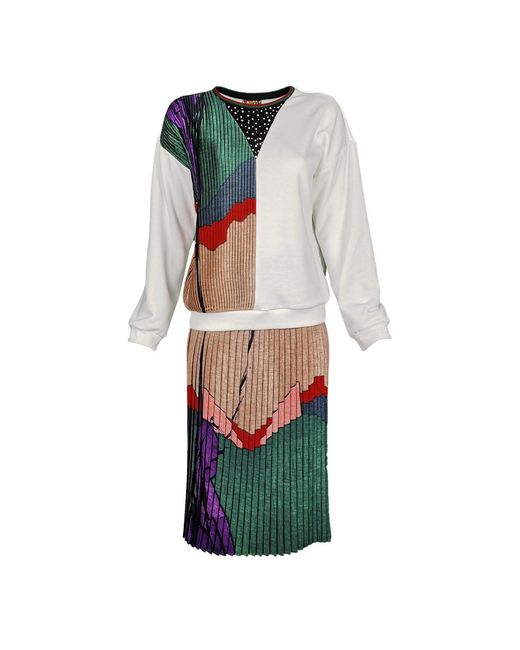 Lalipop Design Multicolor Pleated Sweatshirt With Rhinestone Details