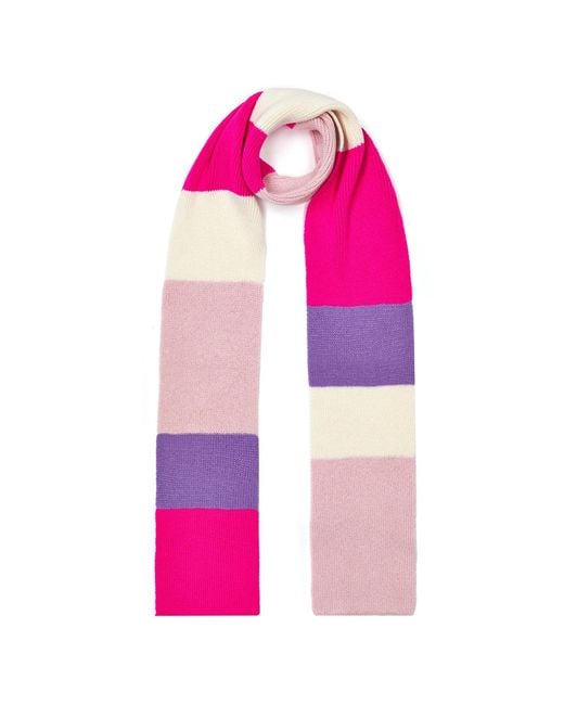 INGMARSON Pink Ribbed Colour Block Wool & Cashmere Scarf