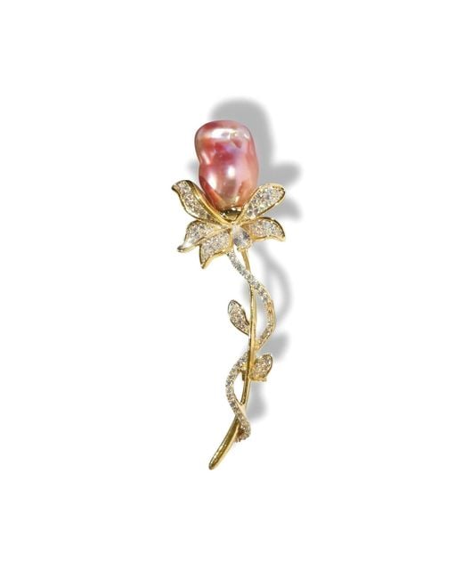 Ninemoo Metallic Rosebud Bloom Brooch