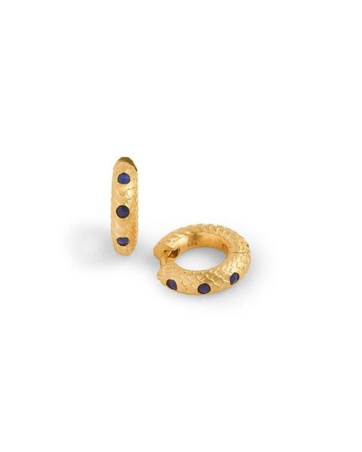 Claire Hill Designs Metallic Art Deco Lapis Lazuli Huggie Earrings