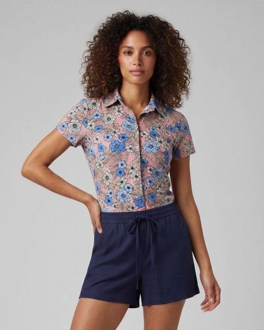 Lords of Harlech Blue Shelley Tropical Mix Coral Printed Shirt