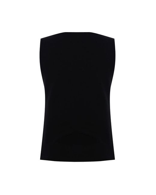 Exquise Black Regular Fit Boat Neck Sleeveless Knit Blouse