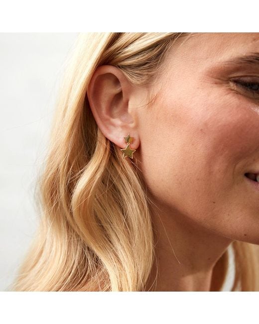 Auree Jewellery Metallic Alta Gold Vermeil Double Star Drop Earrings