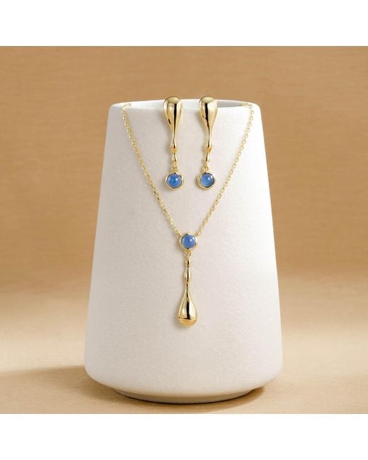 Vanimy Metallic Seren Flow Gemstone Droplet Necklace