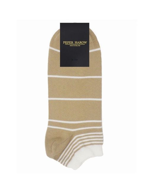 Peper Harow - Made in England Green Retro Stripe Cream & Thin Stripe Trainer Socks Bundle for men